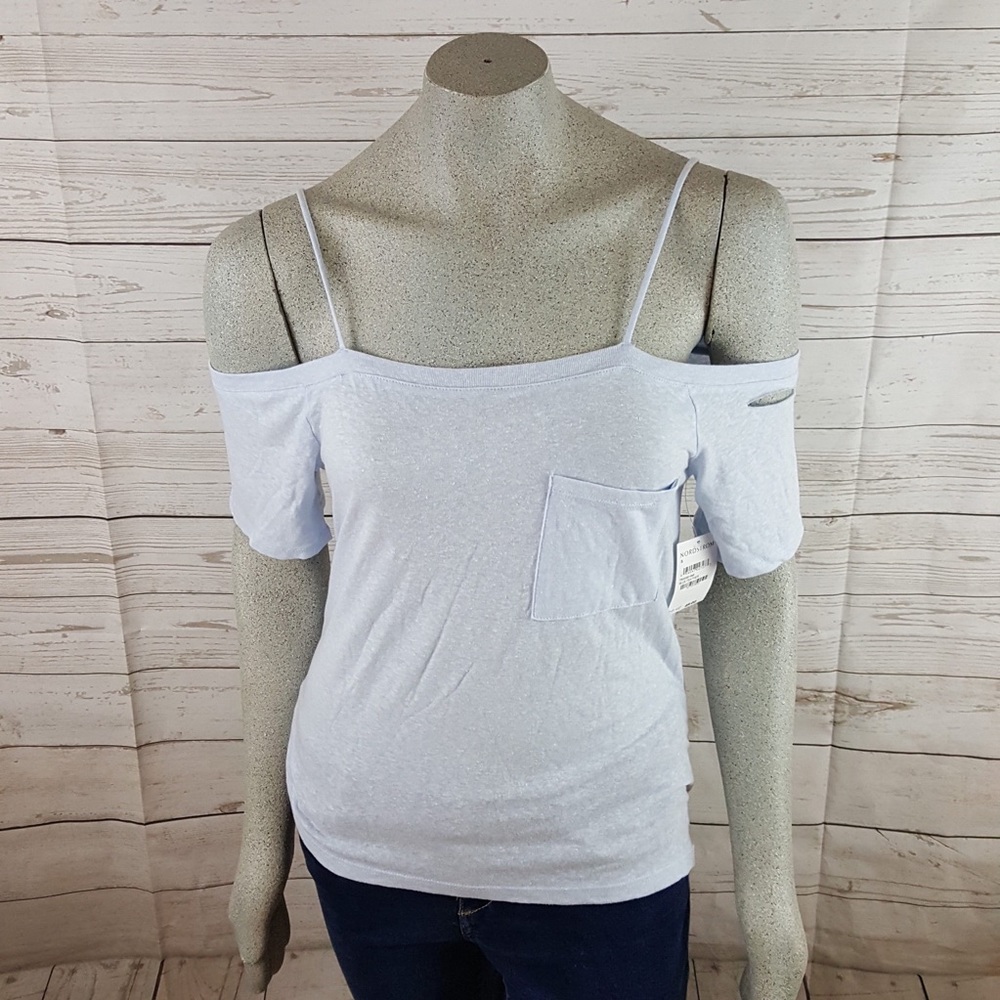 Treasure & Bond Blue Cold Shoulder Knit Top FF68